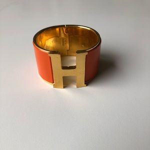 Orange Clic Clac Hermès Bracelet, Cuff, genuine